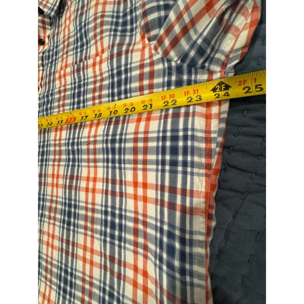 Banana Republic Lightweight Flannel L Long Sleeve Button-Up Shirt Blue Orange